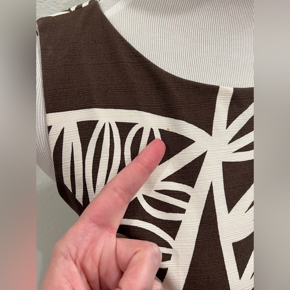 Anthropologie Tabitha Seabed Dress 6 Brown Palm Leaves Tropical Shift Sleeveless - Picture 3 of 8